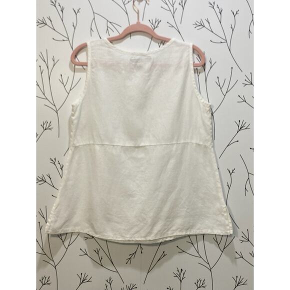 FLAX Womens S White 100% Linen Sides Slits Oversize Minimalist Lagenlook Beach - Picture 3 of 5